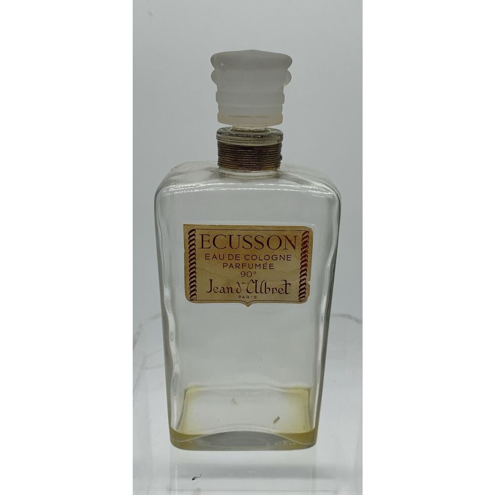 VINTAGE Ecusson Jean D'Albret 90 Eau De Cologne France Glass Crown Empty As Is